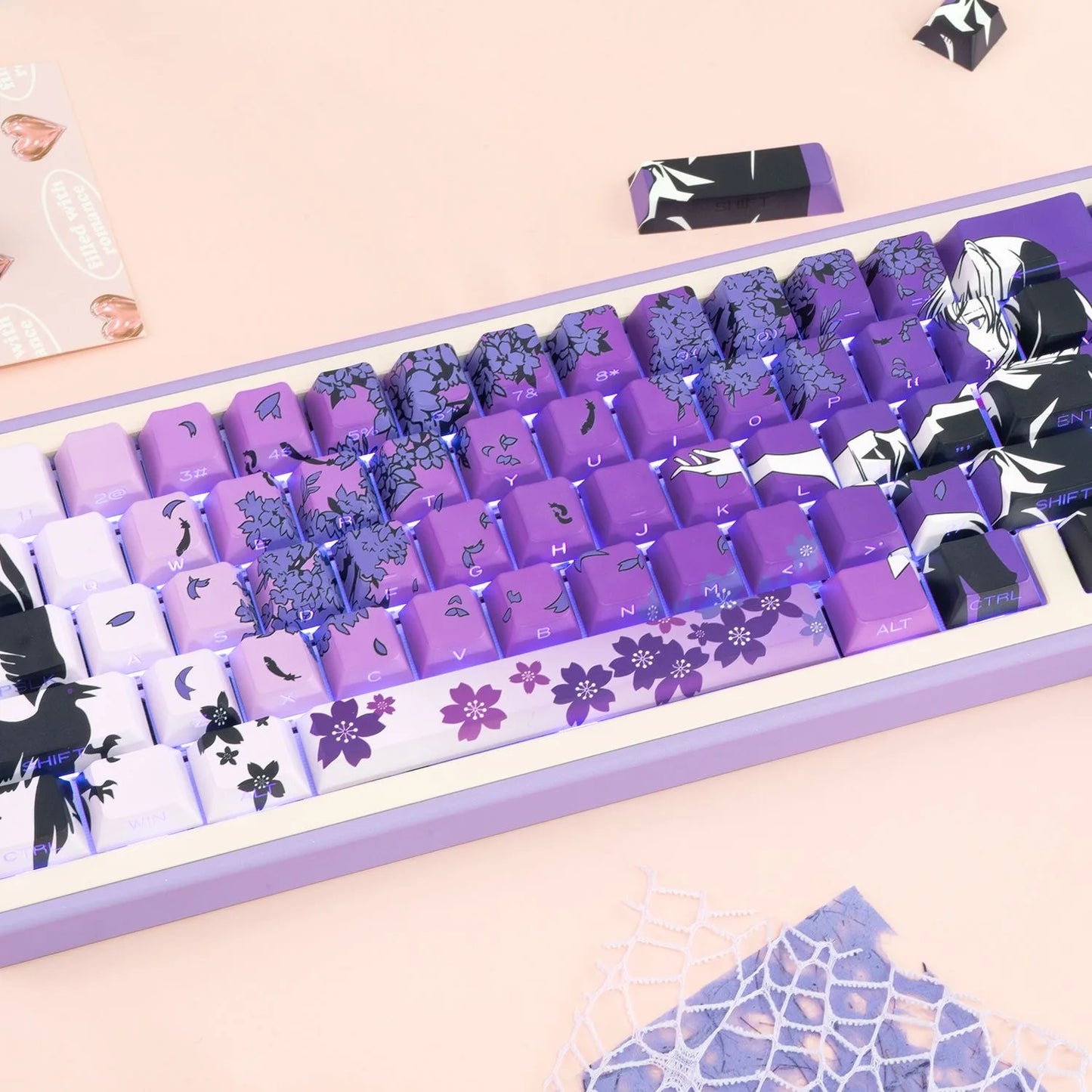 129 Raven Sakura Keycap Cherry Profile Cute Anime