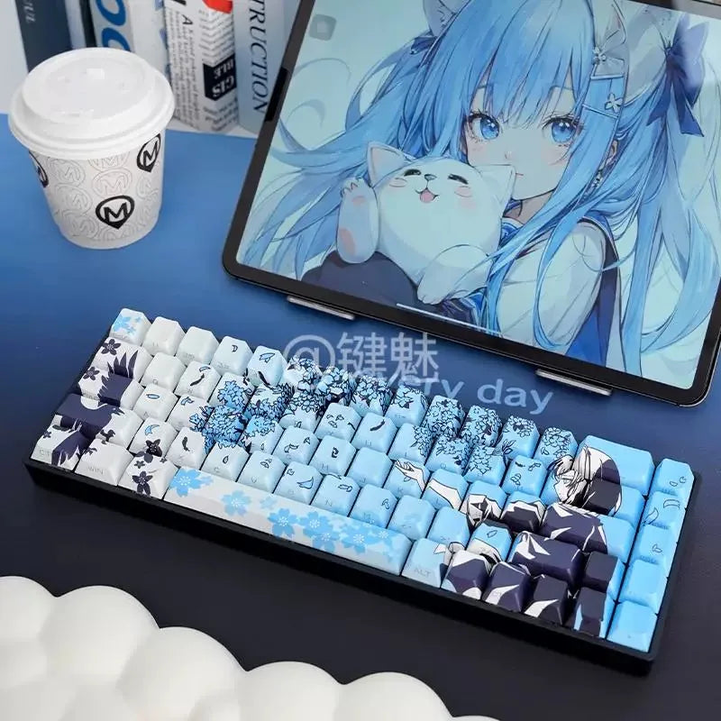 129 Raven Sakura Keycap Cherry Profile Cute Anime