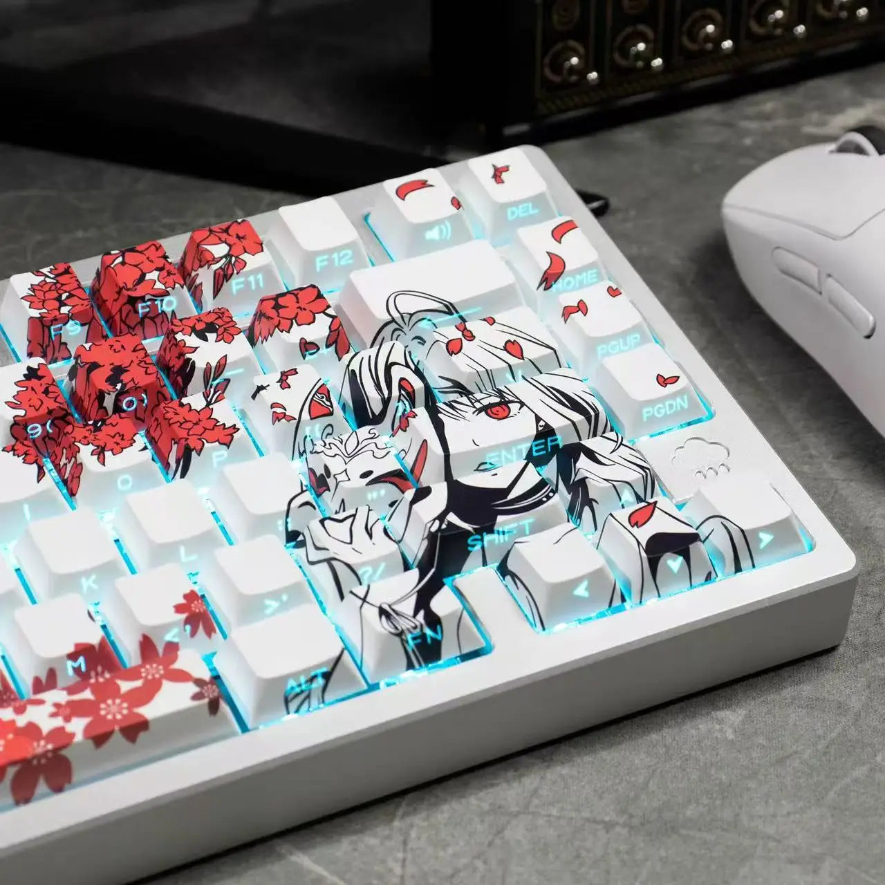 129 Raven Sakura Keycap Cherry Profile Cute Anime