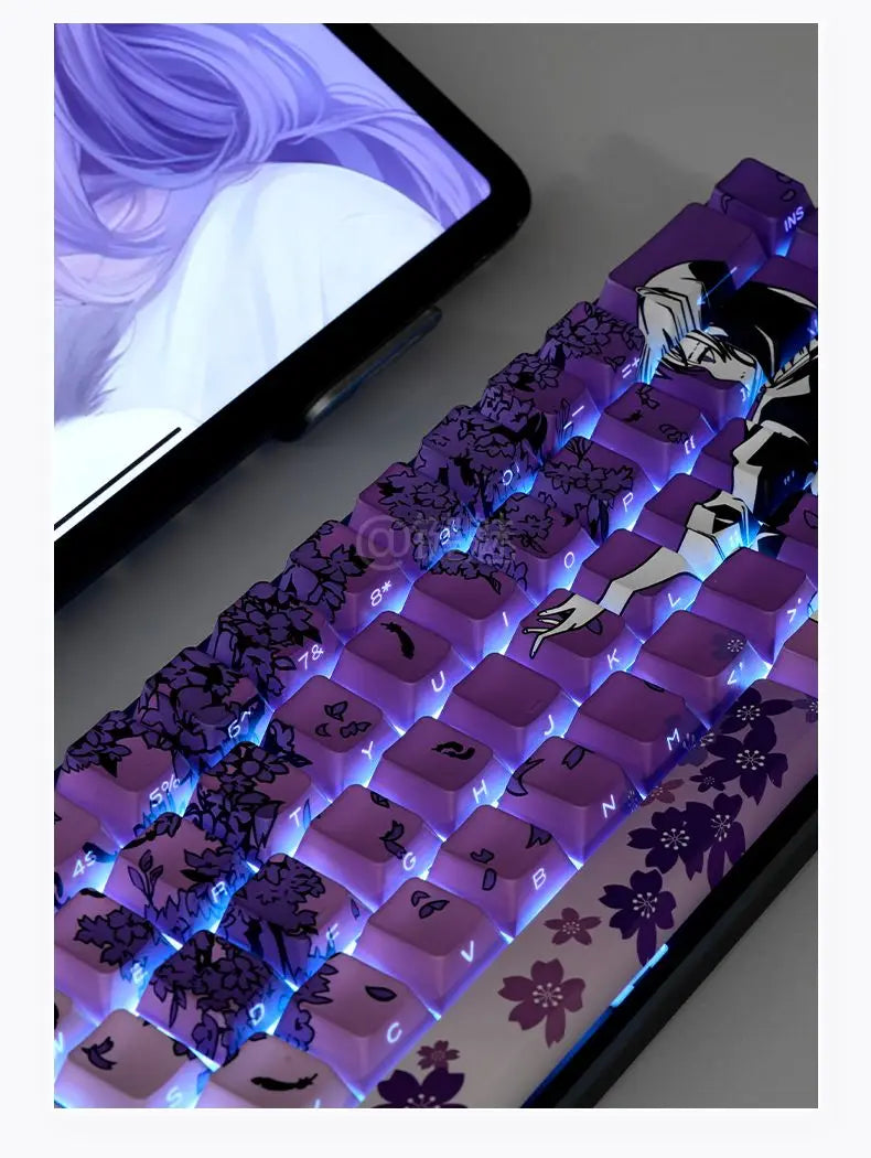 129 Raven Sakura Keycap Cherry Profile Cute Anime