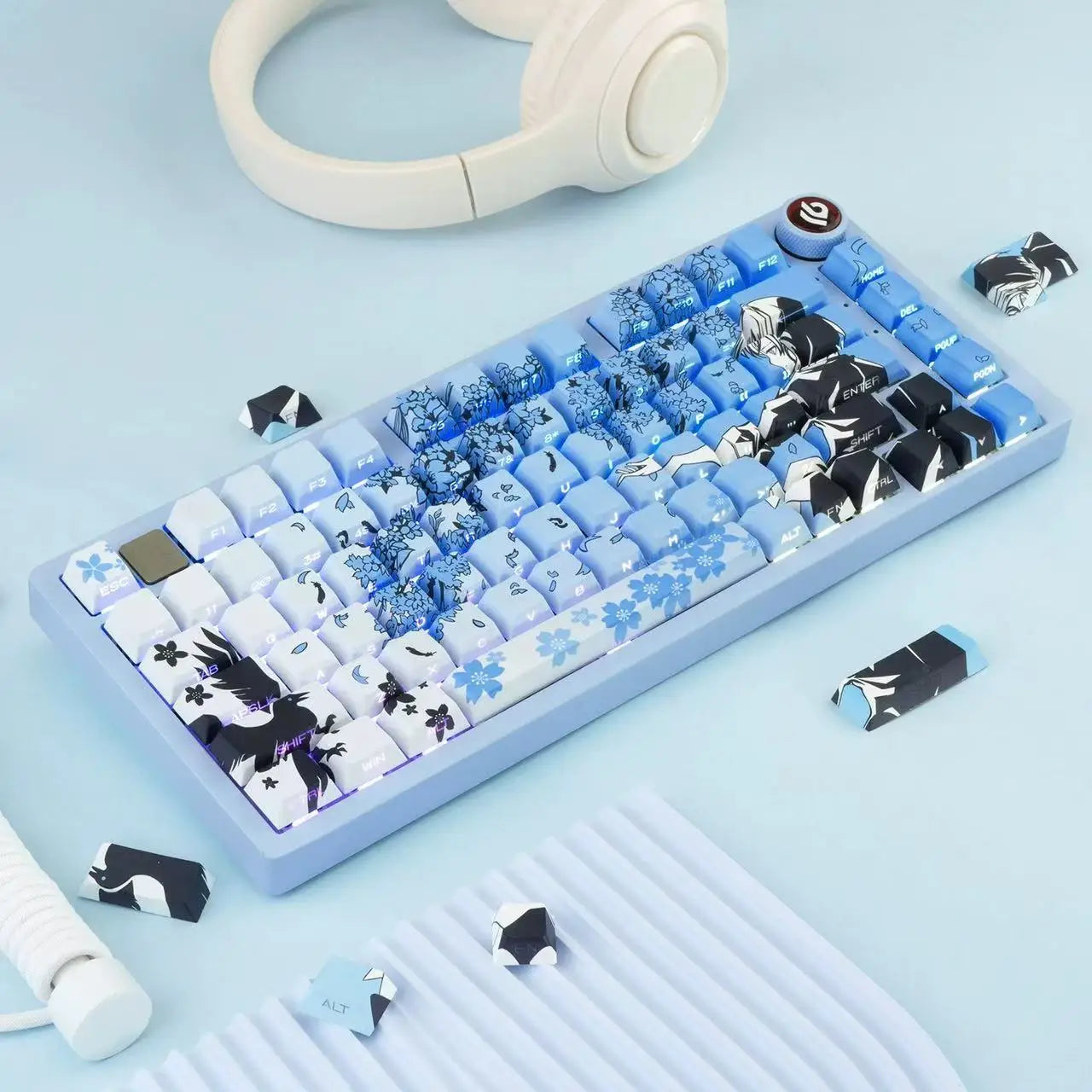 129 Raven Sakura Keycap Cherry Profile Cute Anime