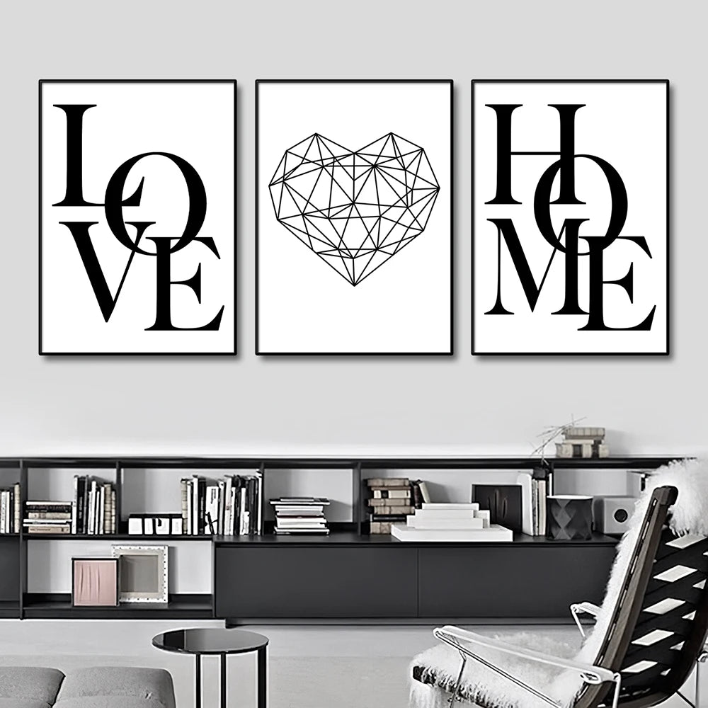 3pcs Love Home Diamond Heart Letter