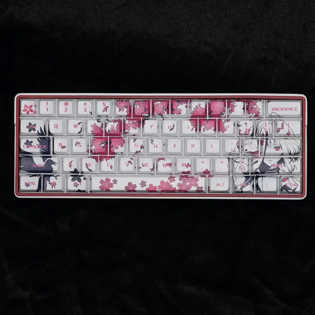129 Raven Sakura Keycap Cherry Profile Cute Anime