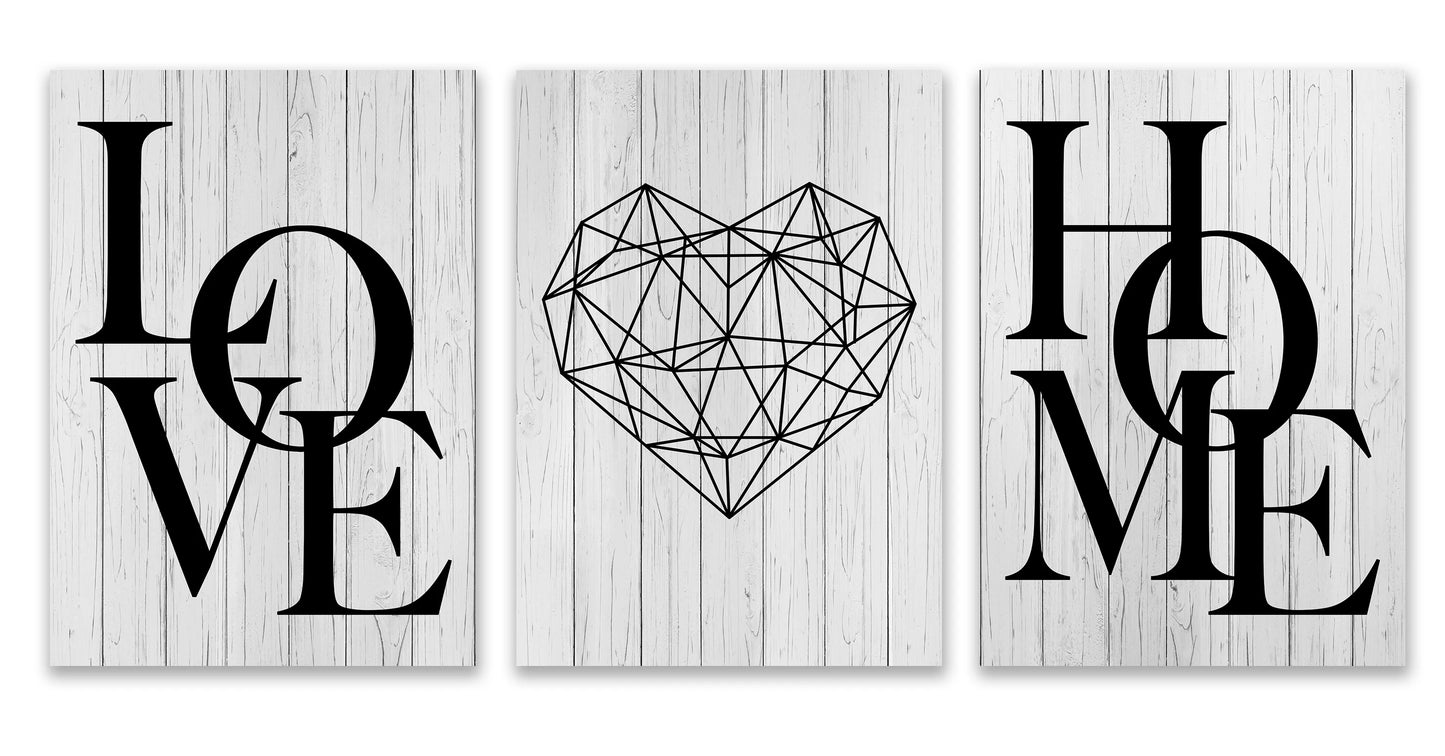 3pcs Love Home Diamond Heart Letter