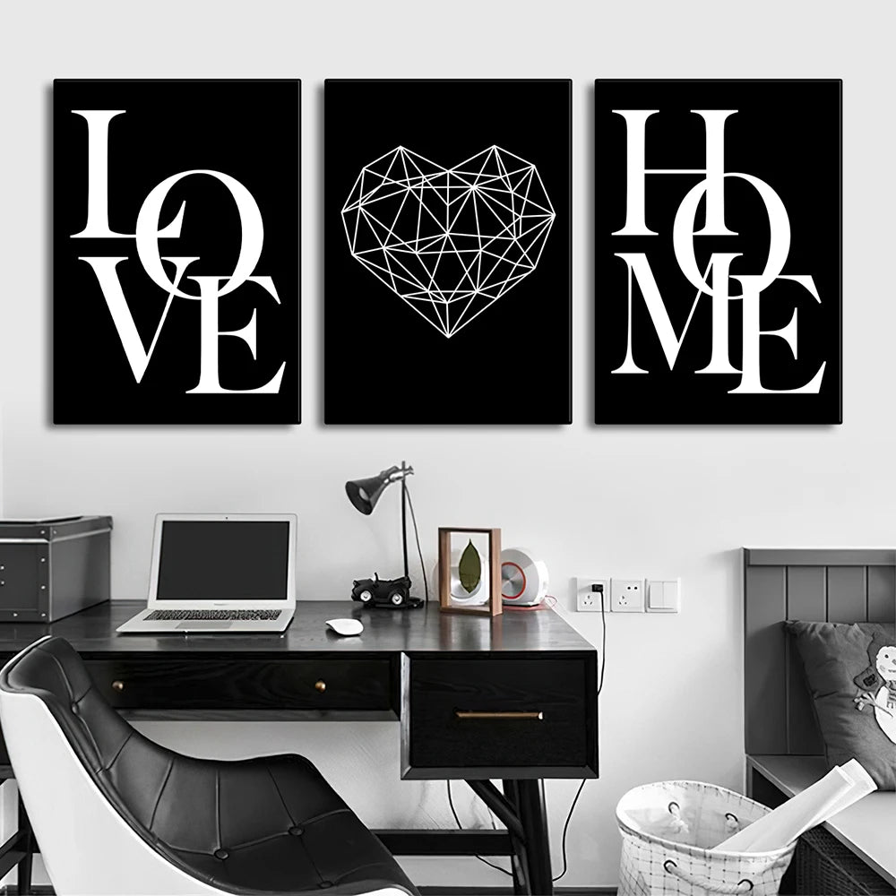 3pcs Love Home Diamond Heart Letter