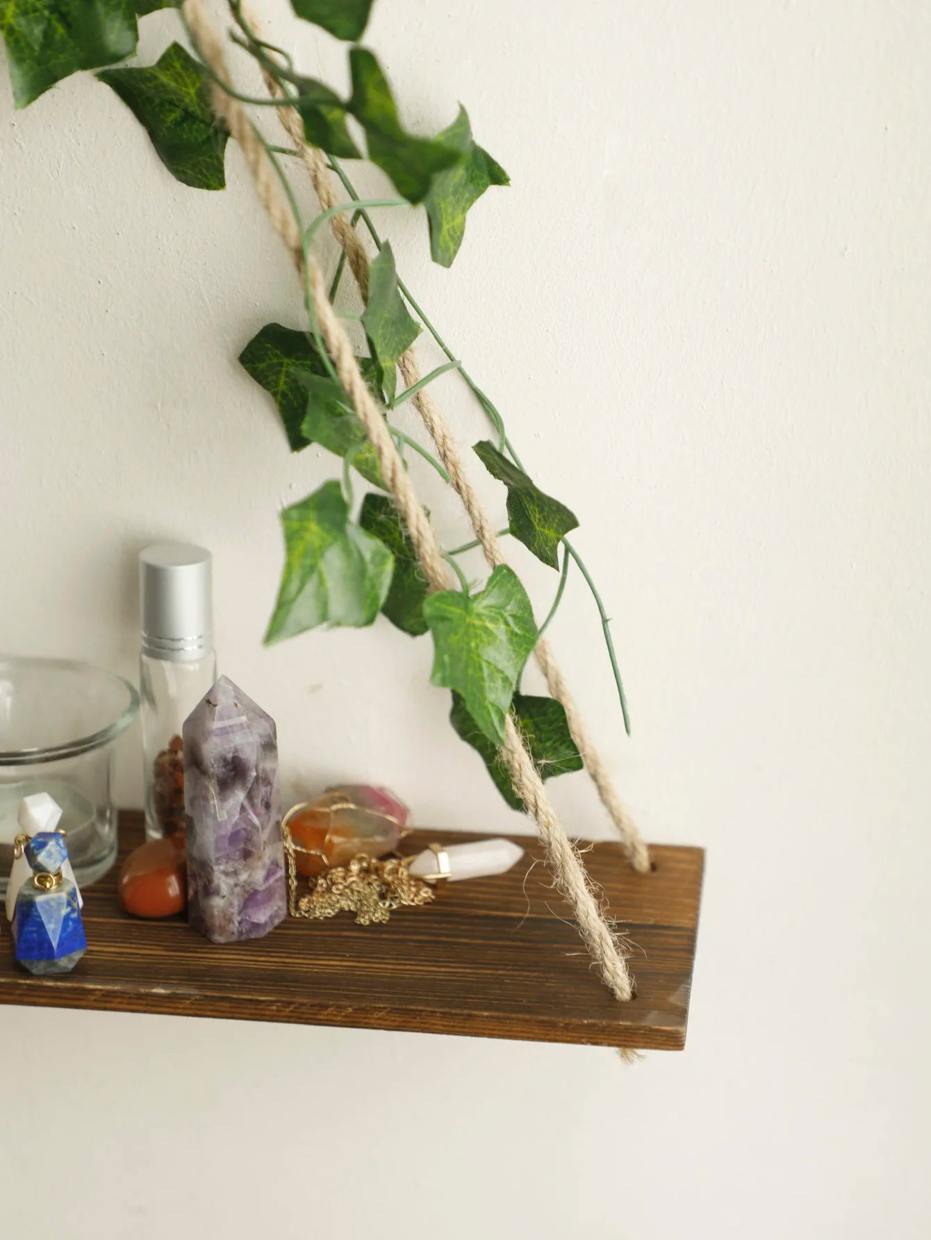 1/2pc Artificial Ivy Led-strip Floating Wall Shelf Boho Home Decoration