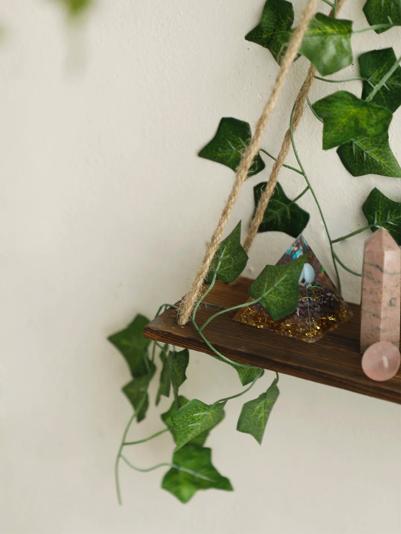 1/2pc Artificial Ivy Led-strip Floating Wall Shelf Boho Home Decoration