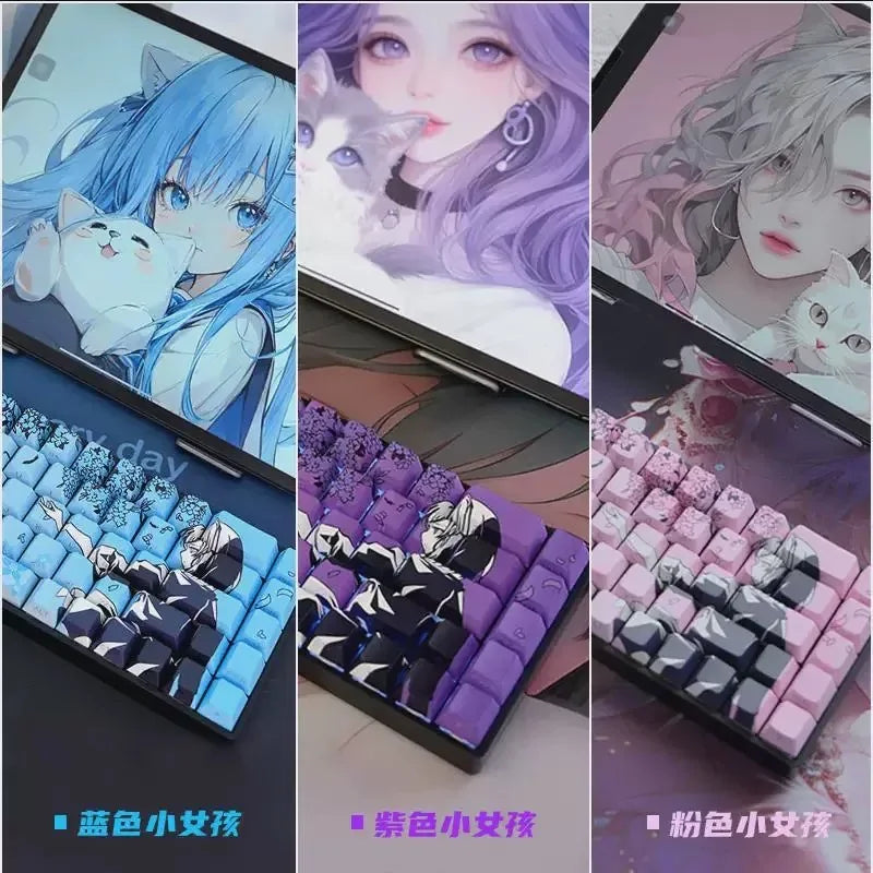 129 Raven Sakura Keycap Cherry Profile Cute Anime