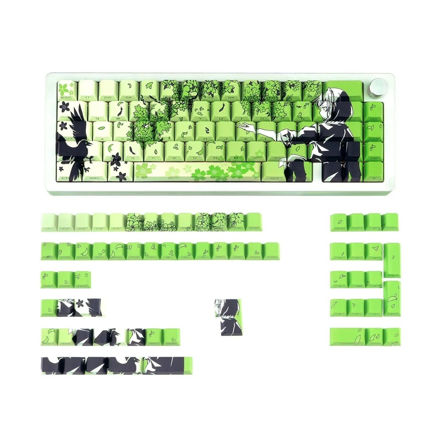 129 Raven Sakura Keycap Cherry Profile Cute Anime