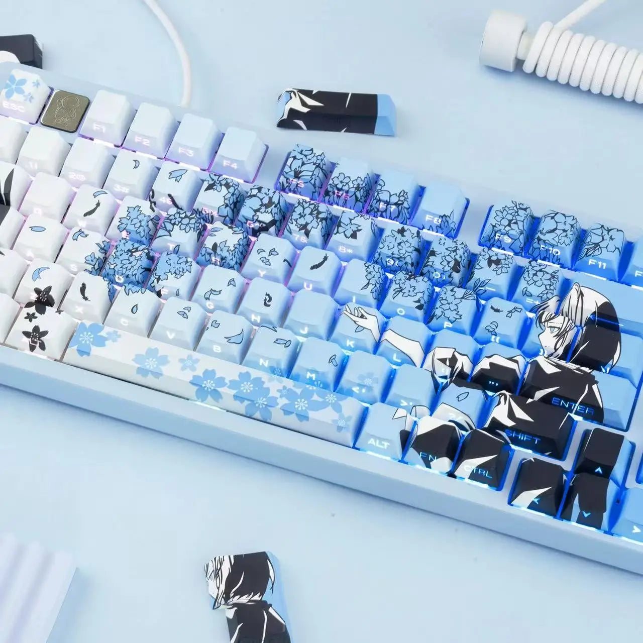 129 Raven Sakura Keycap Cherry Profile Cute Anime