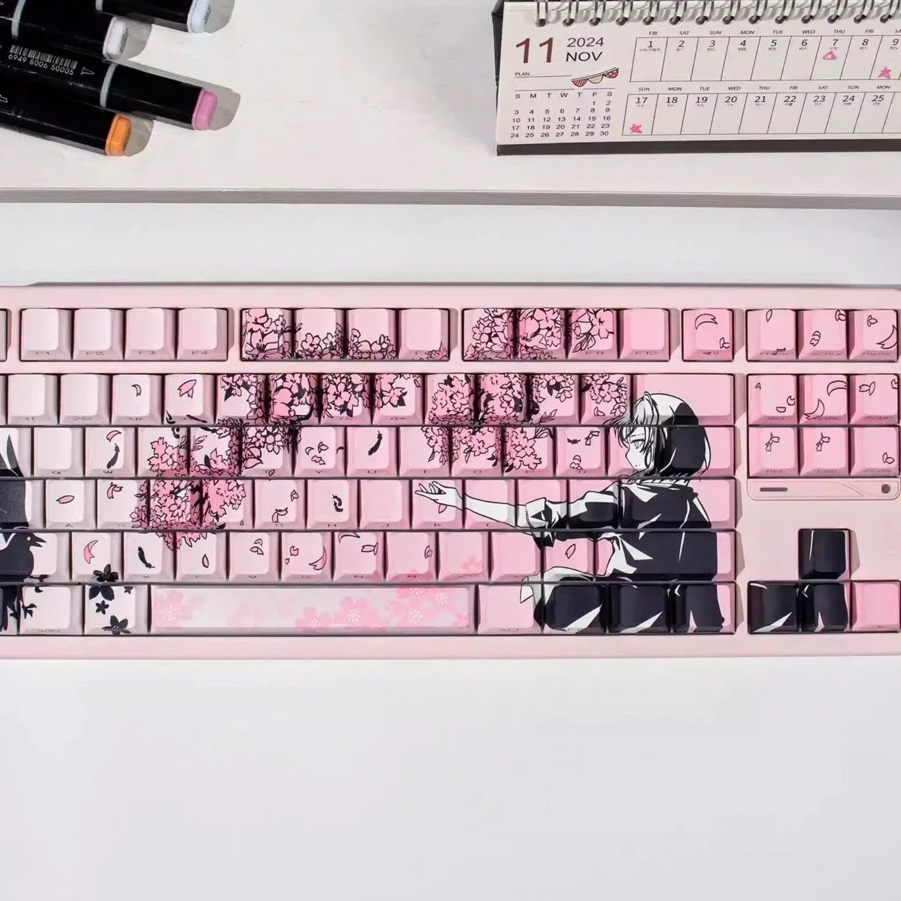 129 Raven Sakura Keycap Cherry Profile Cute Anime