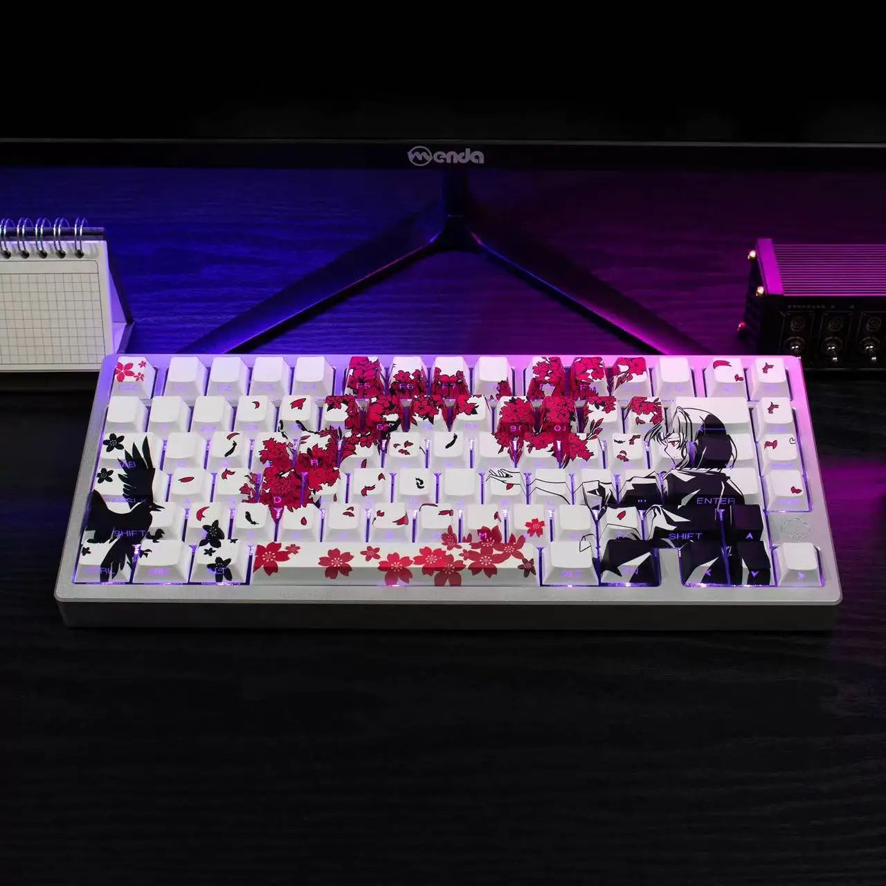 129 Raven Sakura Keycap Cherry Profile Cute Anime
