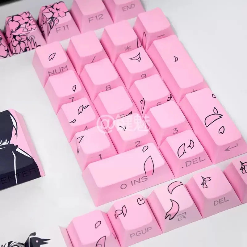 129 Raven Sakura Keycap Cherry Profile Cute Anime