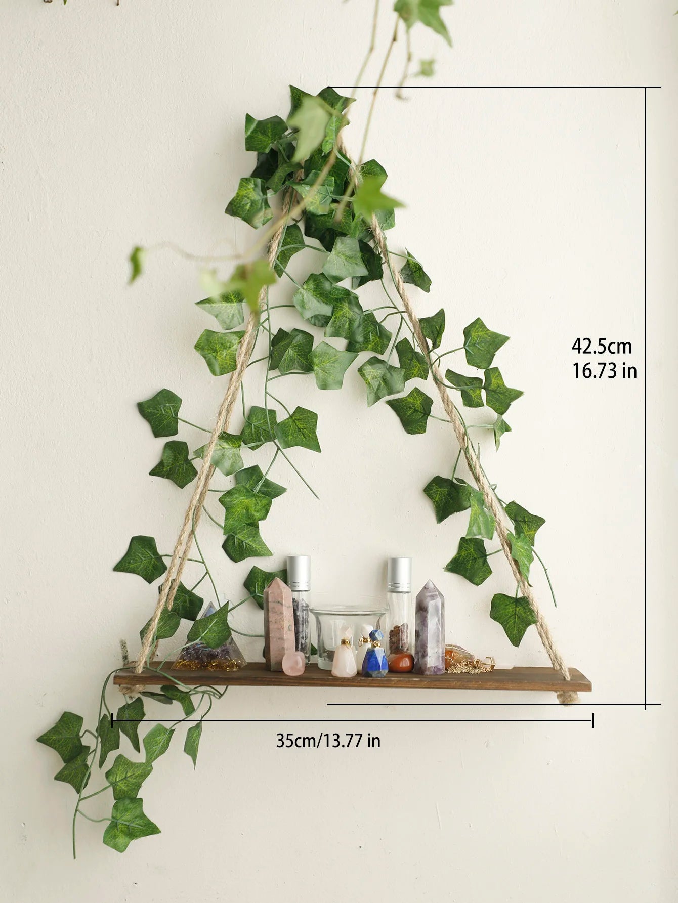 1/2pc Artificial Ivy Led-strip Floating Wall Shelf Boho Home Decoration