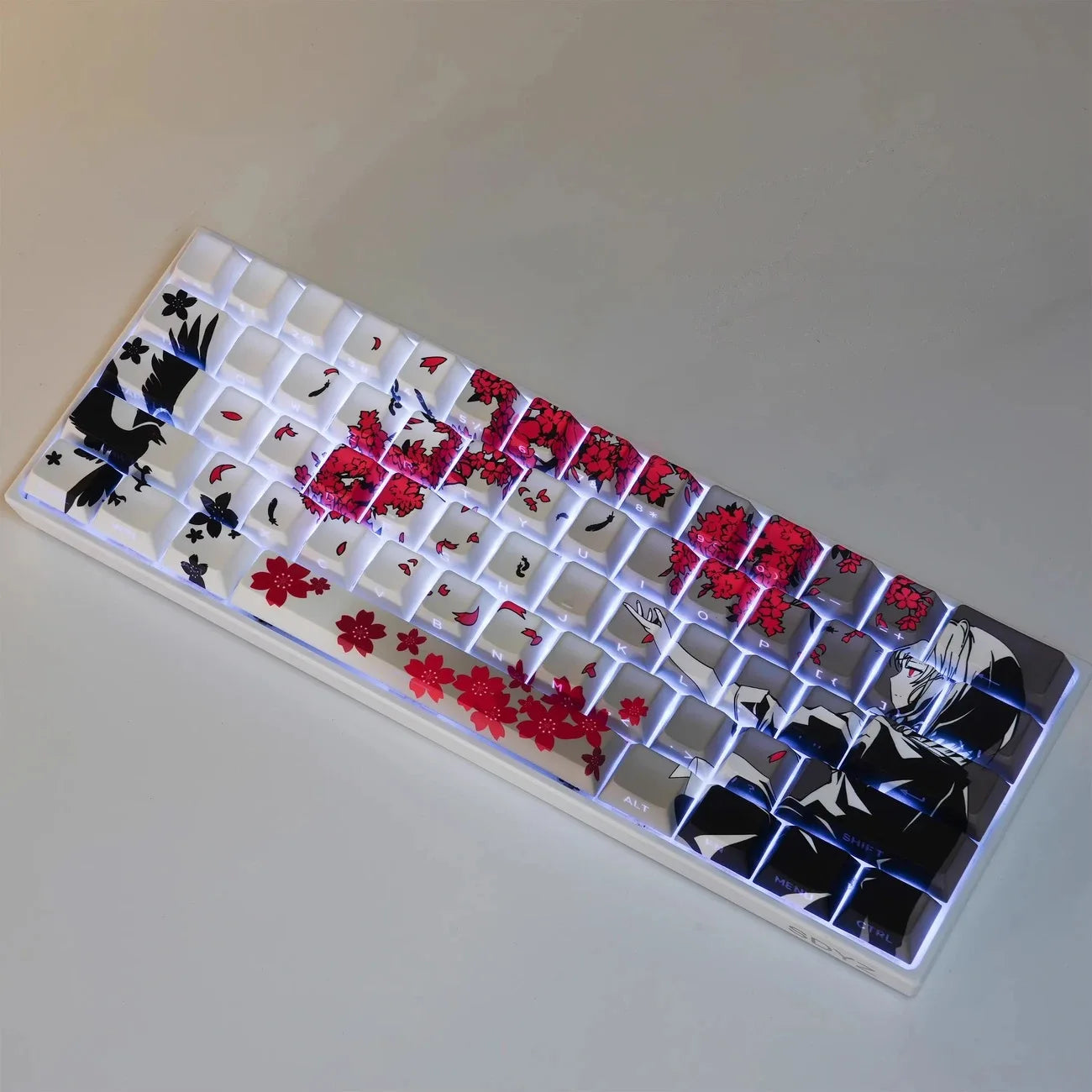 129 Raven Sakura Keycap Cherry Profile Cute Anime