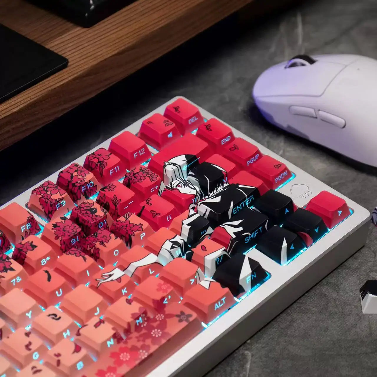 129 Raven Sakura Keycap Cherry Profile Cute Anime