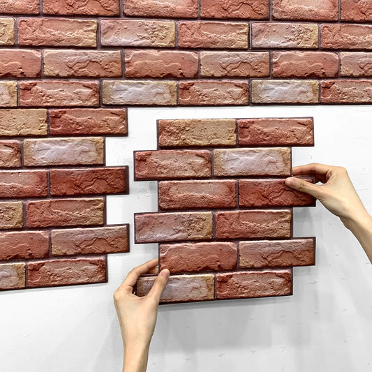 1pc 3D Faux Brick Peel and Stick Wall Panel Red Self Adhesive