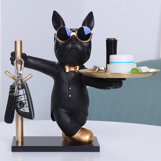 Bulldog Cool Sculpture Dog Ornament Butler Storage Box with Tray Nordic Table