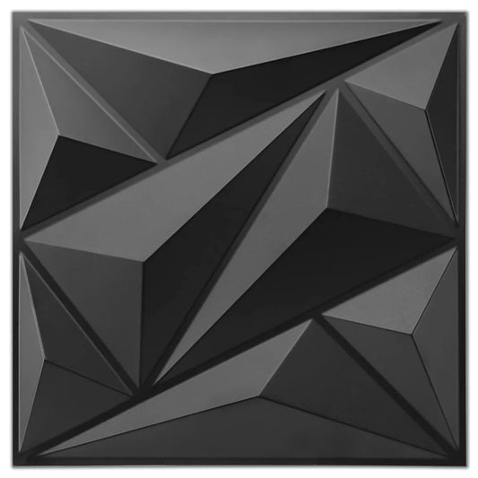 10pcs Diamond Design Decorated 3D Wallpanel, 30cmx30cm Matte White/Black