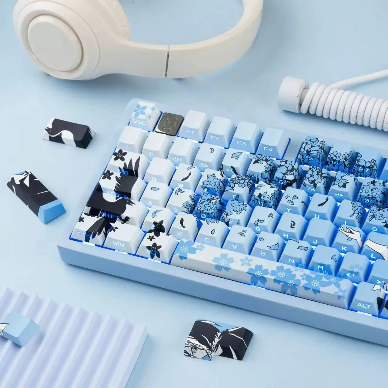 129 Raven Sakura Keycap Cherry Profile Cute Anime