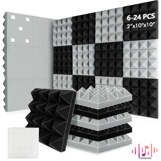 Sound Absorbing Wall Panel 6/12/24Pcs Acoustic Foam Self Adhesives
