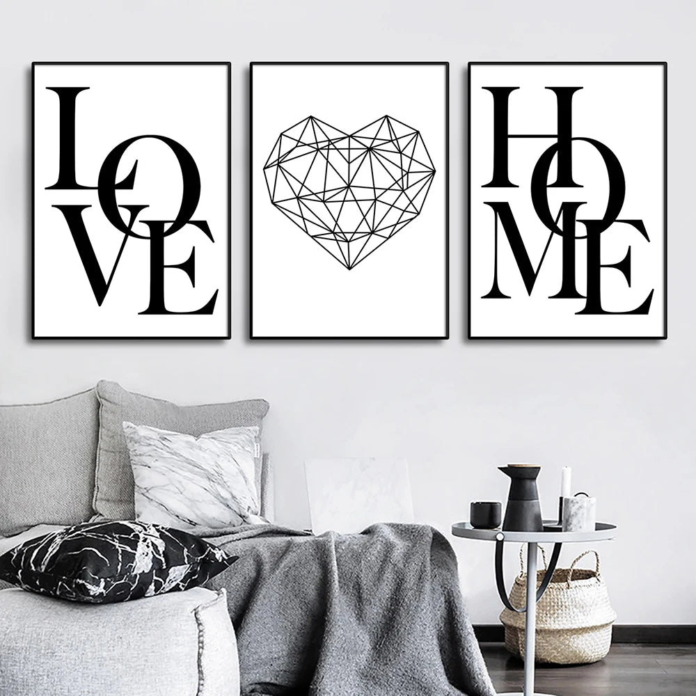 3pcs Love Home Diamond Heart Letter